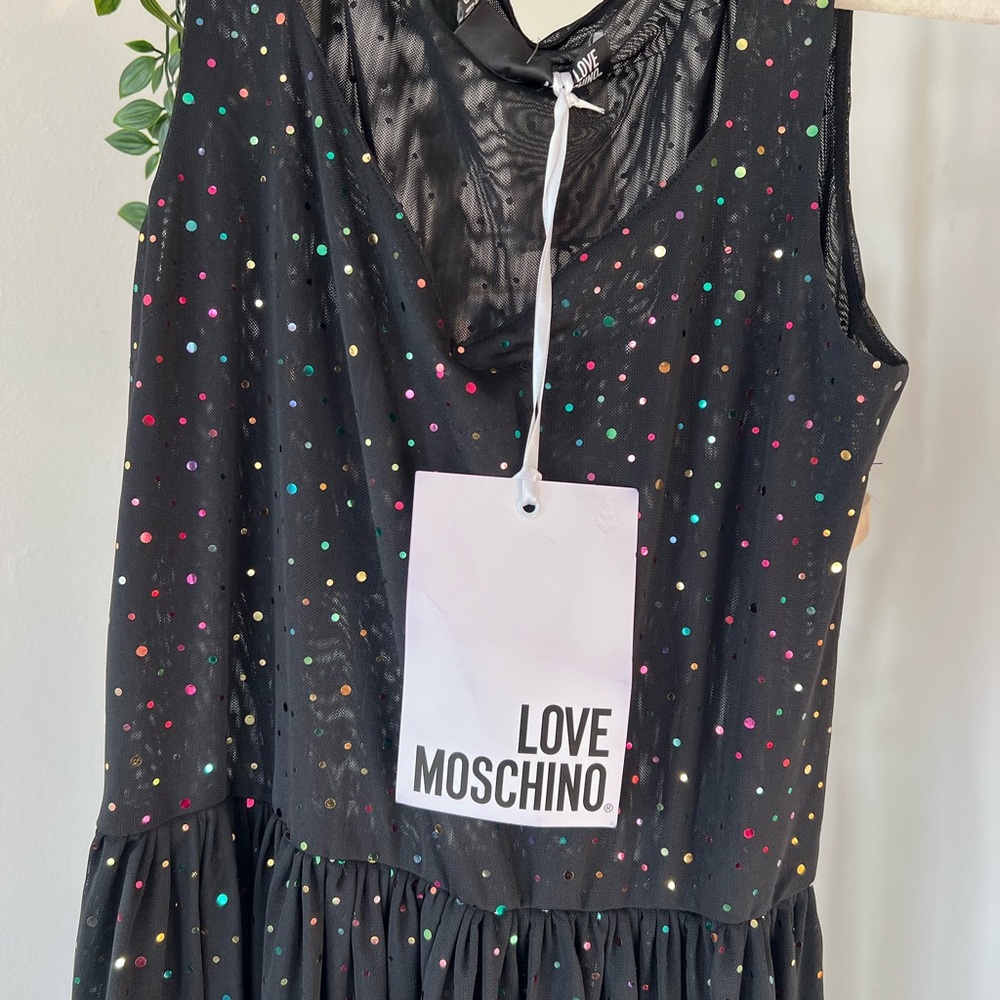 Love Moschino Red Mini Sundress Mock Neck Sleeveless